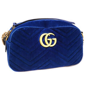 Gucci GG Marmont Matelasse velvet Shoudler bag blue
